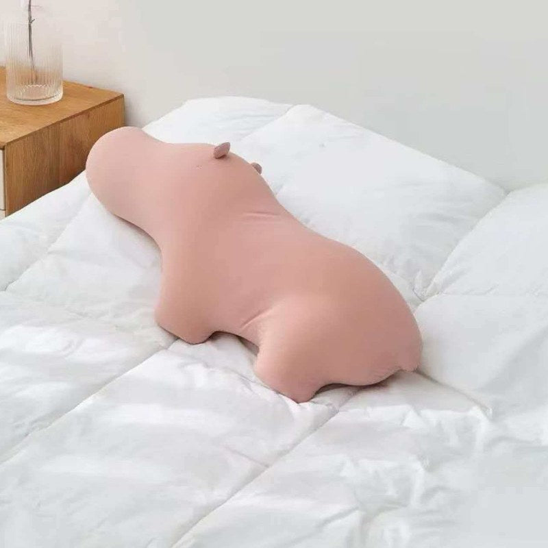 Private label soft pastel pink hippo stuffed body cushion for custom OEM sourcing from China.