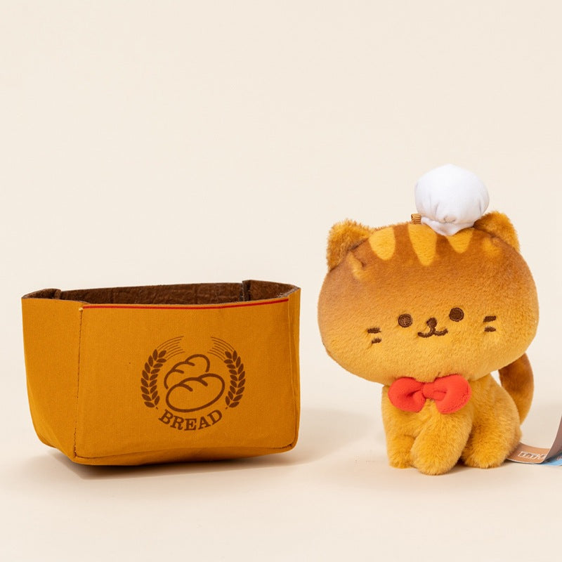Chef cat promotional plush toy for bakery and cafe corporate merchandise.