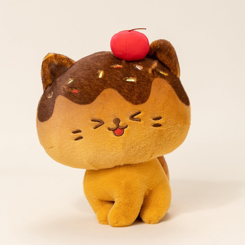 Strawberry bakery cat stuffed animal bulk supply for gift retailers.