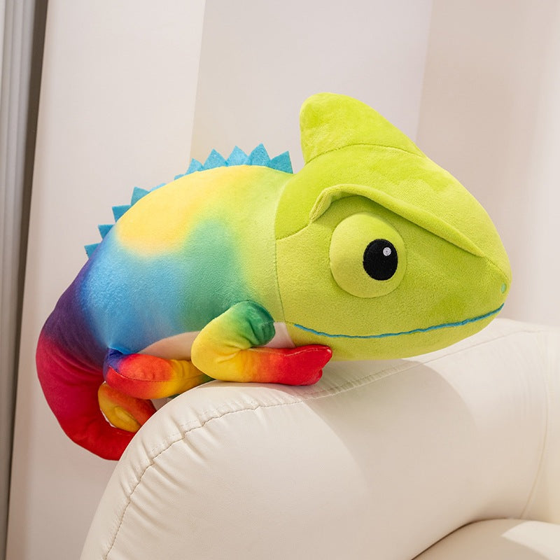 Wholesale green chameleon plush cushion soft toy supplied for home decor boutiques.