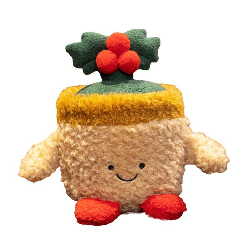 Ready stock Christmas pudding plush toy with holly berries for wholesale distributor