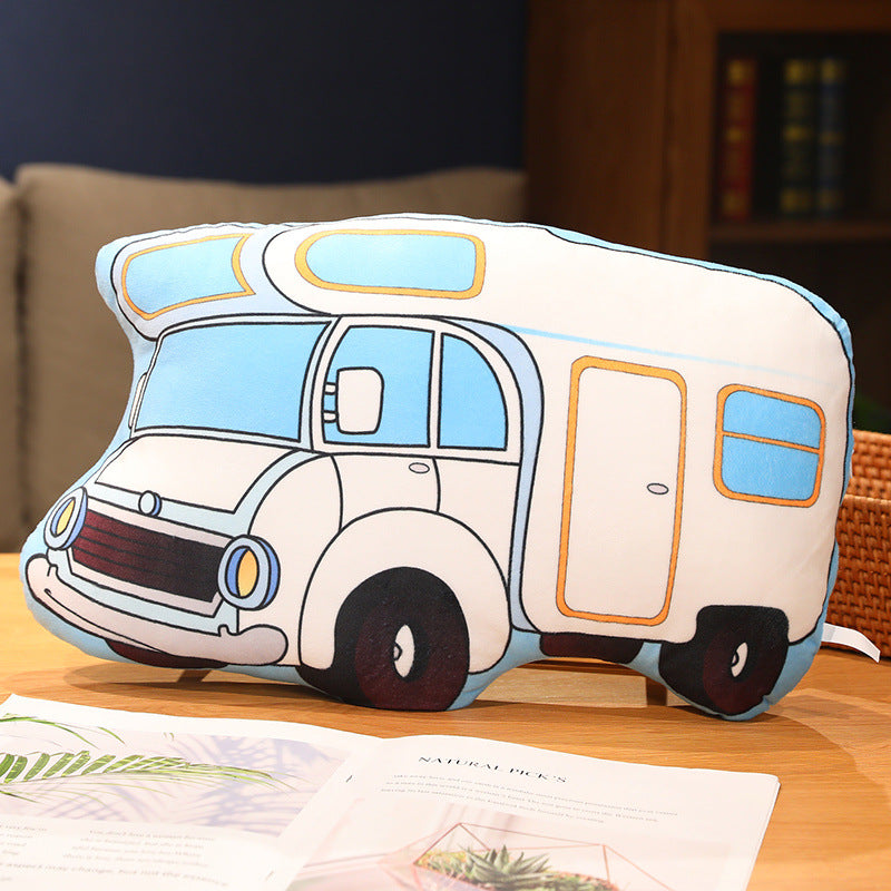 Cute Cartoon Pillow — Car, Police Car, and Excavator Designs