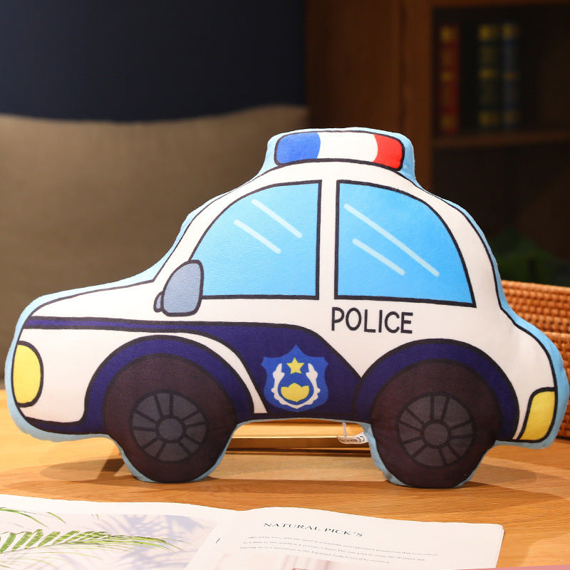 Cute Cartoon Pillow — Car, Police Car, and Excavator Designs