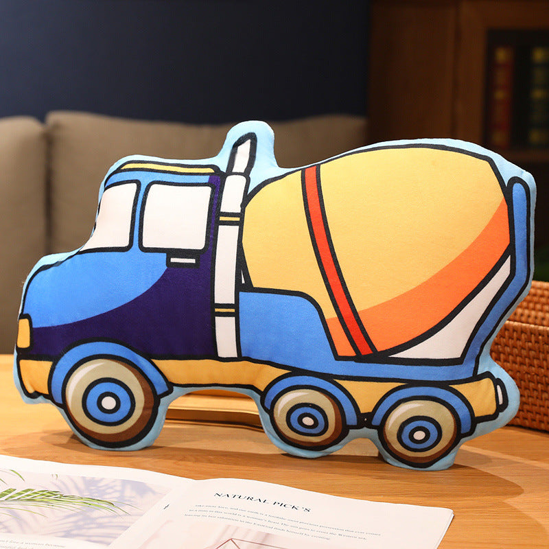 Cute Cartoon Pillow — Car, Police Car, and Excavator Designs