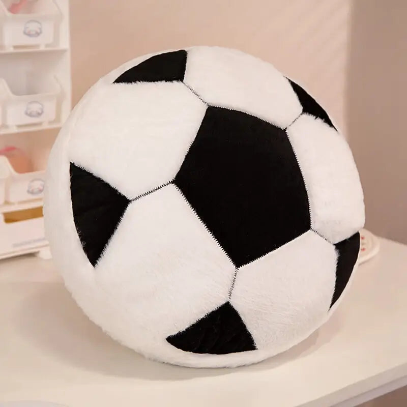 Soft black and white soccer ball stuffed plush toy for wholesale distributors.