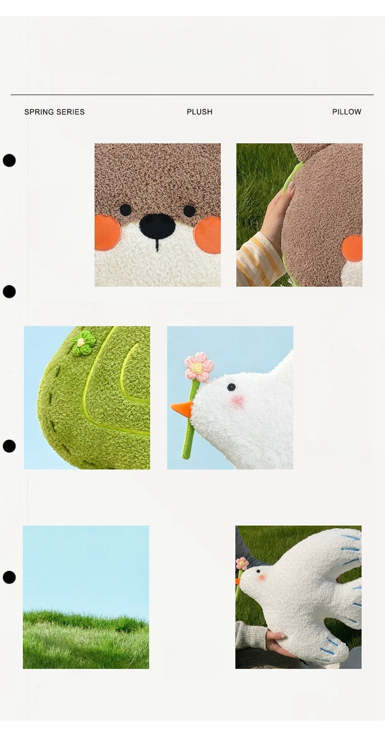 High-quality soft texture and stitching details of the spring series forest cushions.