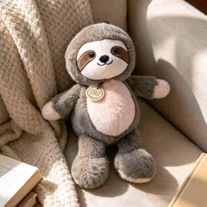 Trending sloth soft toy with high-density plush texture, ideal for custom brand manufacturing and private label corporate gifting.