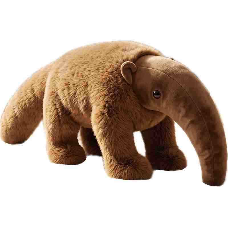 Wholesale brown anteater stuffed animal isolated on a pure white background, ready for B2B e-commerce toy catalogs.