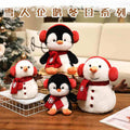Wholesale Christmas snowman and penguin plush toys set, ready stock for B2B sourcing.