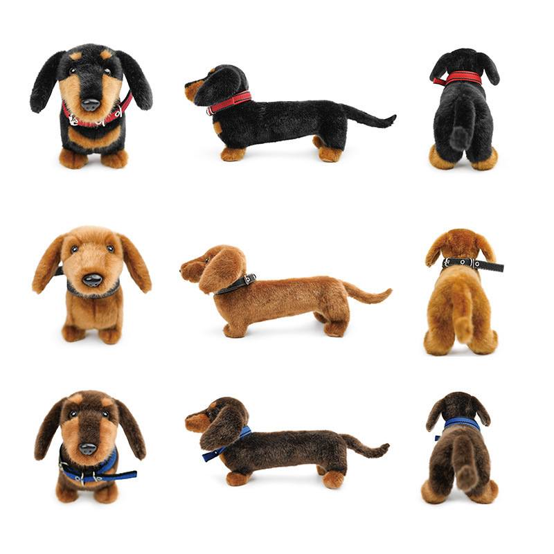 Collection of premium dachshund plush toys showing multiple angles and colors for B2B wholesale.