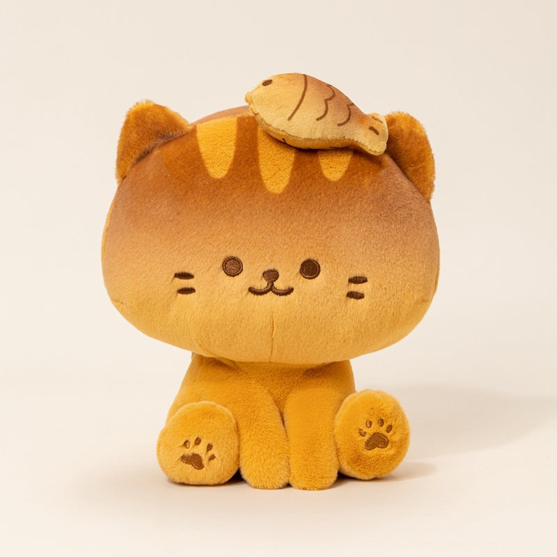 Wholesale fish-topped cat plush toy for amusement center inventory.