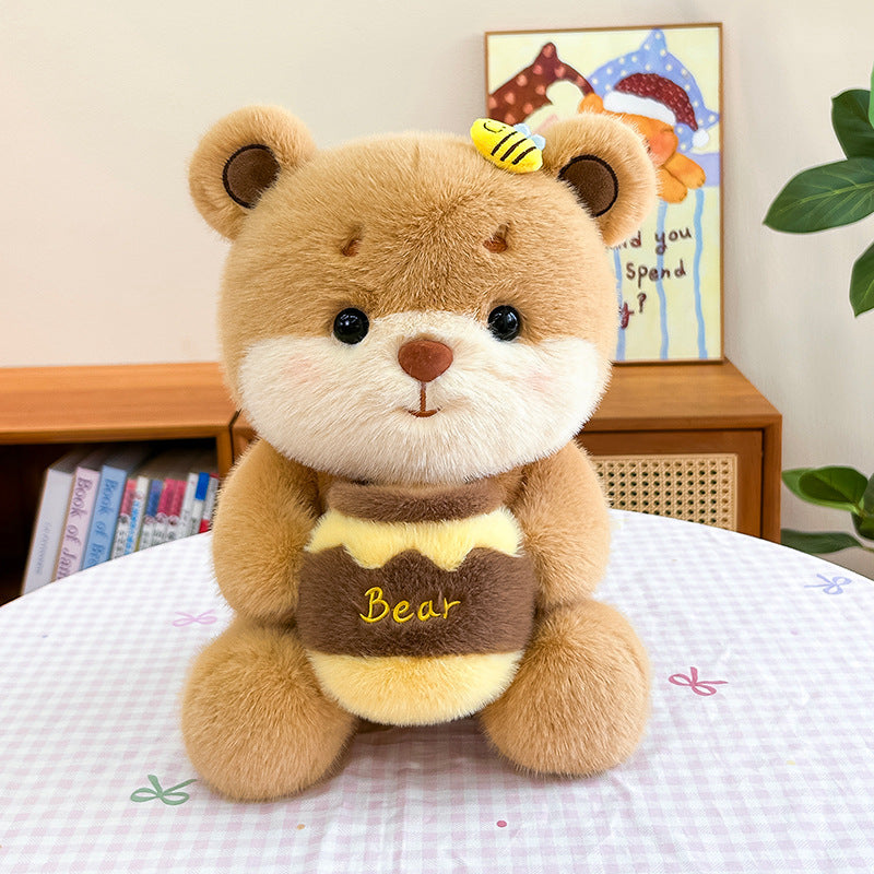 Wholesale honey bear plush toy with bee detail, ideal for boutique gift shop supply.