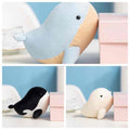 Wholesale kawaii marine whale plush collection featuring blue whale, orca, and beluga, ideal for aquarium gift shops.