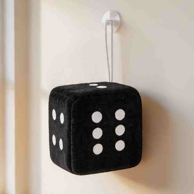 Premium black plush dice, supplied wholesale for amusement parks and carnival games.