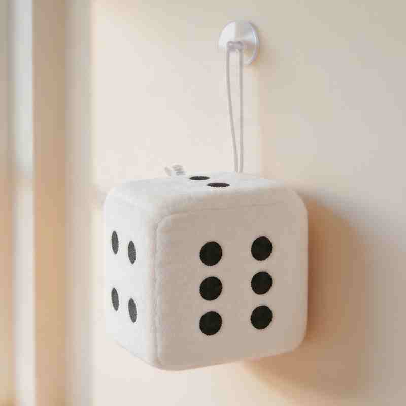 Bulk white plush dice stuffed toy, designed for arcade crane machines and redemption counters.