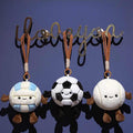 Wholesale sports ball plush keychain assortment including soccer, baseball, and volleyball for B2B sourcing.