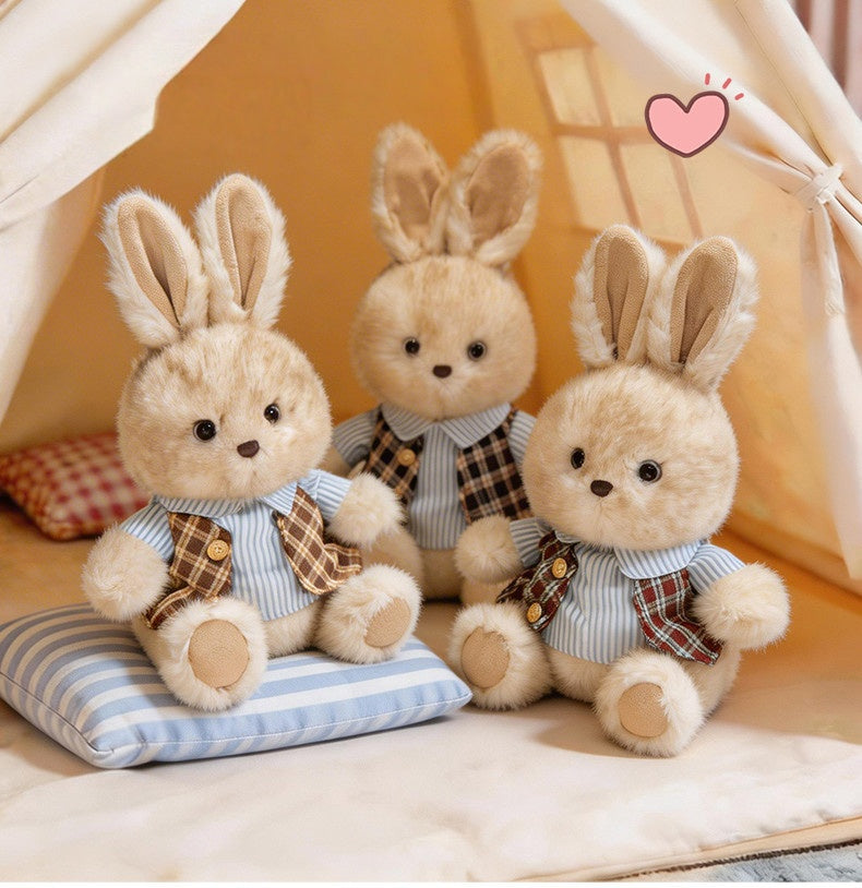 Wholesale stuffed bunnies plaid vest bulk plush toys